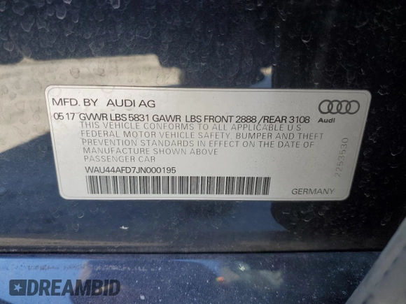 2018 Audi A8 z VIN WAU44AFD7JN000195, wystawiony jako Copart lot #42916214 z przebiegiem 181 353 mil mil oraz . Historia ofert i sprzedaży dostępna na DreamBid. Obrazek 13.