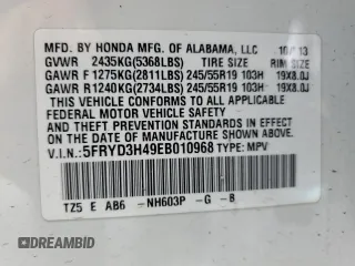 2014 Acura MDX Technology with VIN 5FRYD3H49EB010968, listed as a Copart auction lot 52149615 with 116,353 mi miles and Clean title. Bid and sale history available at DreamBid. Image 13.