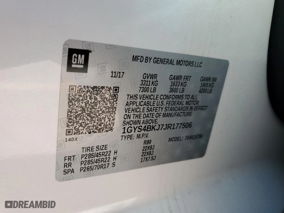 2018 Cadillac Escalade Luxury with VIN 1GYS4BKJ7JR177506, listed as a Copart auction lot 43698835 with 79,033 mi miles and Salvage Title. Bid and sale history available at carsss.com. Image 12.