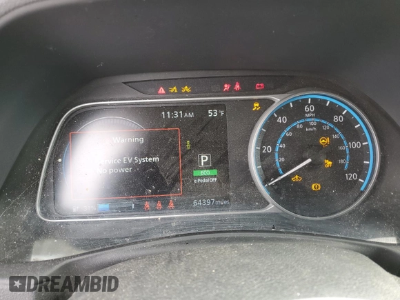 2022 Nissan LEAF SV with VIN 1N4AZ1CV1NC557535, listed as a Copart auction lot 47705095 with 64,397 mi miles and Salvage Title. Bid and sale history available at DreamBid. Image 8.