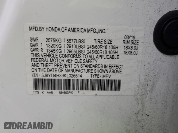 2019 Acura MDX with VIN 5J8YD4H39KL026614, listed as a Copart auction lot 42125985 with 56,809 mi miles and Salvage Title. Bid and sale history available at carsss.com. Image 15.