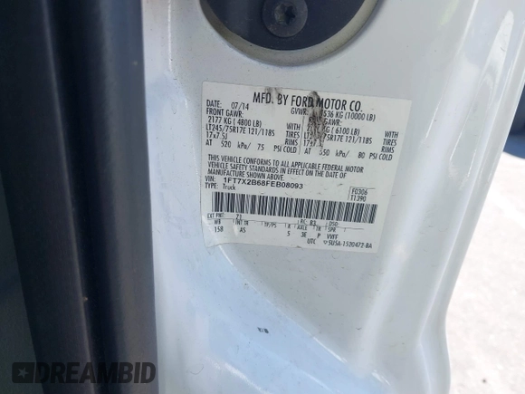 2015 Ford F-250 XLT с VIN 1FT7X2B68FEB08093, выставлен на аукционе IAAI как лот 41730991 с пробегом 210 959 миль миль и . История ставок и продаж доступна на DreamBid. Изображение 9.