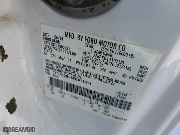 2015 Ford Super Duty F-250 SRW XLT with VIN 1FT7X2B66FEA76311, listed as a Copart auction lot 44564925 with 142,002 mi miles and Clean Title. Bid and sale history available at carsss.com. Image 12.