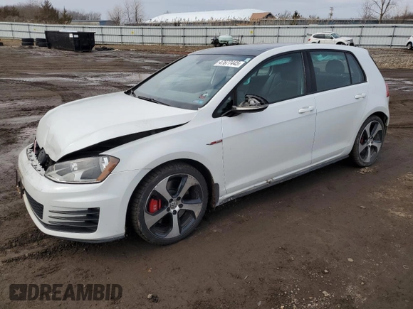2016 Volkswagen Golf GTI SE w/Performance Pkg with VIN 3VW547AUXGM015744, listed as a Copart auction lot 47677445 with 130,490 mi miles and Salvage Title. Bid and sale history available at carsss.com. Image 1.
