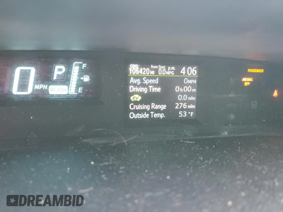 2014 Toyota Prius One with VIN JTDKDTB32E1569472, listed as a Copart auction lot 53732055 with 106,420 mi miles and Salvage Title. Bid and sale history available at DreamBid. Image 9.