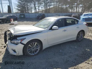 2019 Infiniti Q50 3.0t LUXE with VIN JN1EV7AR9KM558845, listed as a Copart auction lot 48491955 with 51,541 mi miles and Salvage Title. Bid and sale history available at carsss.com. Image 1.