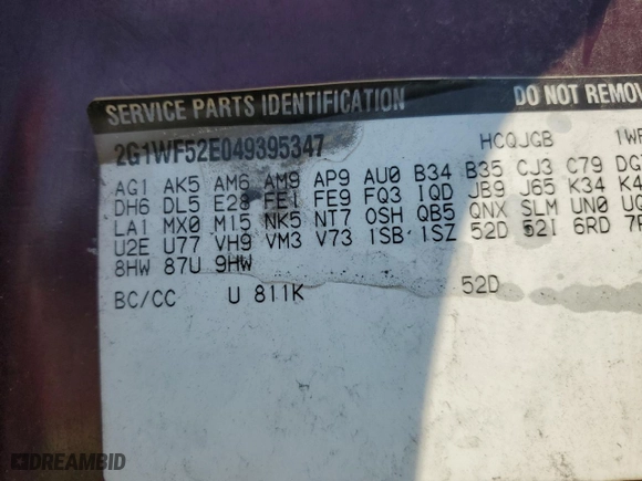 2004 Chevrolet Impala with VIN 2G1WF52E049395347, listed as a Copart auction lot 74859444 with 0 mi miles and Salvage Title. Bid and sale history available at carsss.com. Image 15.