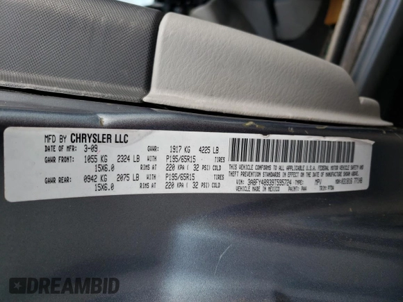 2009 Chrysler PT Cruiser with VIN 3A8FY48939T595724, listed as a Copart auction lot 76087784 with 209,901 mi miles and Salvage title. Bid and sale history available at DreamBid. Image 13.