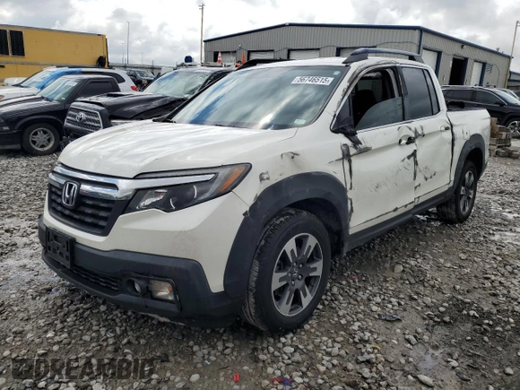 2019 Honda Ridgeline RTL-T with VIN 5FPYK3F67KB027766, listed as a Copart auction lot 56746515 with 66,948 mi miles and Salvage title. Bid and sale history available at DreamBid. Image 1.