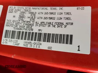 2023 Toyota Sequoia SR5 with VIN 7SVAAABA1PX019290, listed as a Copart auction lot 42162895 with 29,184 mi miles and Salvage Title. Bid and sale history available at carsss.com. Image 13.