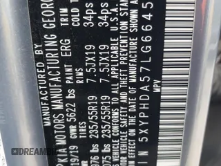 2020 Kia Sorento EX V6 with VIN 5XYPHDA57LG664562, listed as a Copart auction lot 42936555 with 86,158 mi miles and Salvage Title. Bid and sale history available at carsss.com. Image 13.