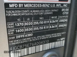 2006 Mercedes-Benz R 5.0L with VIN 4JGCB75E76A004310, listed as a Copart auction lot 72344904 with 160,015 mi miles and Salvage Title. Bid and sale history available at DreamBid. Image 13.