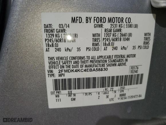2014 Ford Edge Limited with VIN 2FMDK4KC4EBA58530, listed as a Copart auction lot 47749655 with 225,541 mi miles and Salvage Title. Bid and sale history available at carsss.com. Image 15.