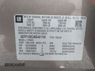 2014 GMC Sierra 1500 SLT with VIN 3GTP1VEC4EG481756, listed as a IAAI auction lot 42069423 with 187,147 mi miles and . Bid and sale history available at DreamBid. Image 9.