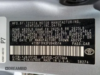 2015 Toyota Camry XLE with VIN 4T1BF1FK3FU949514, listed as a Copart auction lot 53037825 with 145,114 mi miles and Salvage Title. Bid and sale history available at carsss.com. Image 14.