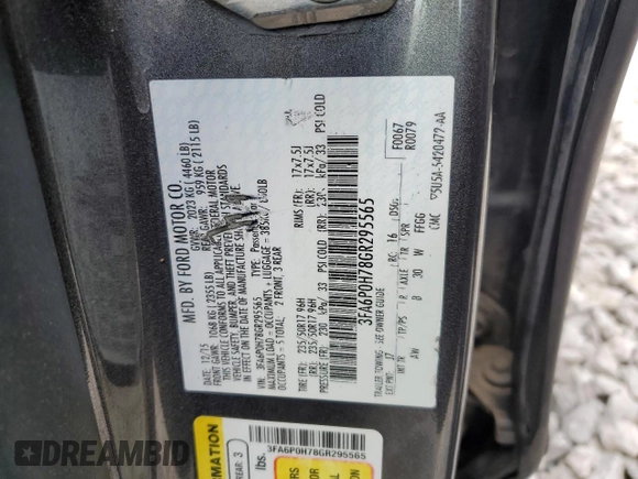 2016 Ford Fusion SE with VIN 3FA6P0H78GR295565, listed as a Copart auction lot 44621015 with 122,736 mi miles and Salvage title. Bid and sale history available at DreamBid. Image 12.