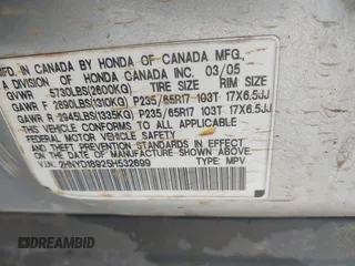 2005 Acura MDX Touring with VIN 2HNYD18925H532699, listed as a IAAI auction lot 41648795 with 318,775 mi miles. Bid and sale history available at carsss.com. Image 9.