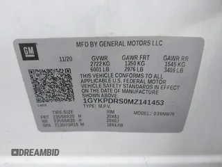 2021 Cadillac XT6 Premium Luxury z VIN 1GYKPDRS0MZ141453, wystawiony jako IAAI lot #42215954 z przebiegiem 144 245 mil mil oraz . Historia ofert i sprzedaży dostępna na DreamBid. Obrazek 9.