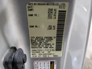 2012 Nissan Altima 2.5 S with VIN 1N4AL2EP1CC237196, listed as a Copart auction lot 44898435 with 157,220 mi miles and Salvage Title. Bid and sale history available at carsss.com. Image 12.