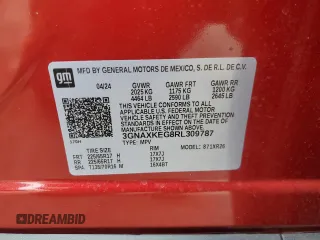 2024 Chevrolet Equinox LT with VIN 3GNAXKEG8RL309787, listed as a Copart auction lot 53551435 with 2,125 mi miles and Salvage title. Bid and sale history available at DreamBid. Image 13.