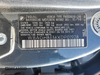 1999 BMW 7 Series 740il with VIN WBAGH8336XDP01928, listed as a Copart auction lot 46173335 with 186,943 mi miles and Salvage Title. Bid and sale history available at carsss.com. Image 12.