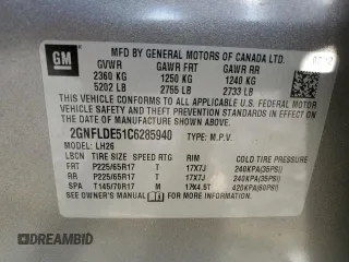 2012 Chevrolet Equinox 1LT z VIN 2GNFLDE51C6285940, wystawiony jako Copart lot #47939045 z przebiegiem 70 335 mil mil oraz Szkoda całkowita • Salvage title. Historia ofert i sprzedaży dostępna na DreamBid. Obrazek 13.