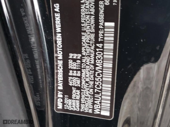 2012 BMW 1 Series 128i with VIN WBAUL7C55CVM83014, listed as a Copart auction lot 86043194 with 0 mi miles and Salvage Title. Bid and sale history available at carsss.com. Image 12.