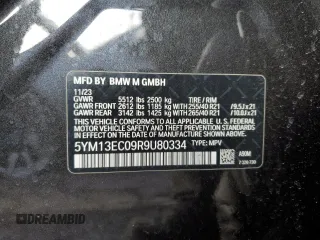 2024 BMW X3 M with VIN 5YM13EC09R9U80334, listed as a Copart auction lot 46071535 with 9,063 mi miles and Salvage Title. Bid and sale history available at carsss.com. Image 13.