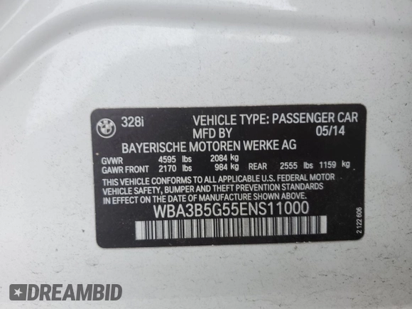 2014 BMW 3 Series 328i xDrive с VIN WBA3B5G55ENS11000, выставлен на аукционе Copart как лот 60716015 с пробегом 123 609 миль миль и Списание • Salvage title. История ставок и продаж доступна на DreamBid. Изображение 12.