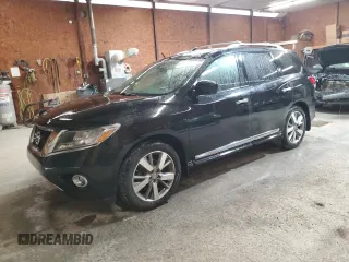 2015 Nissan Pathfinder Platinum z VIN 5N1AR2MM7FC636923, wystawiony jako Copart lot #59771845 z przebiegiem 107 238 mil mil oraz Szkoda całkowita • Salvage title. Historia ofert i sprzedaży dostępna na DreamBid. Obrazek 1.