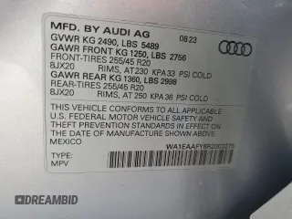 2024 Audi Q5 S line Premium Plus with VIN WA1EAAFY6R2003275, listed as a Copart auction lot 57482135 with 13,350 mi miles and Salvage title. Bid and sale history available at DreamBid. Image 13.