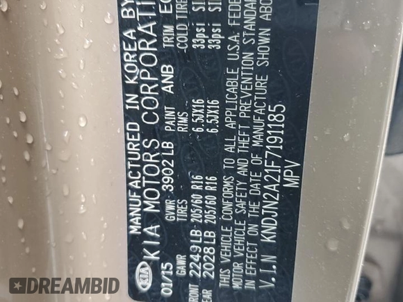 2015 Kia Soul with VIN KNDJN2A21F7191185, listed as a Copart auction lot 52756095 with 52,163 mi miles and Salvage Title. Bid and sale history available at DreamBid. Image 12.