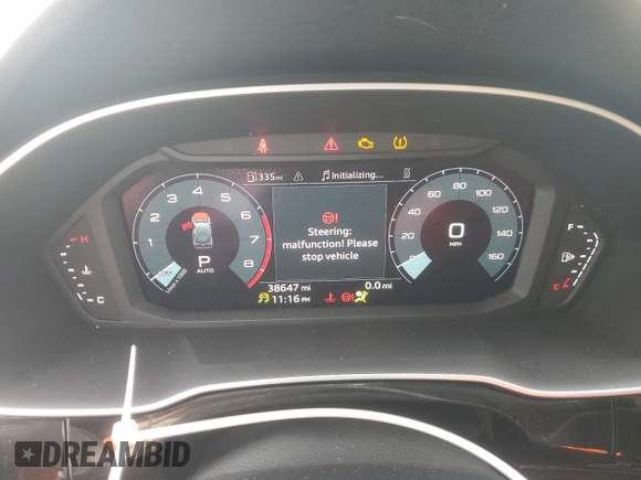 2022 Audi Q3 Premium with VIN WA1AUCF31N1033662, listed as a Copart auction lot 46417015 with 38,647 mi miles and Salvage Title. Bid and sale history available at carsss.com. Image 9.