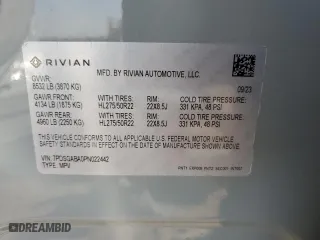 2023 Rivian R1S Adventure with VIN 7PDSGABA0PN022442, listed as a Copart auction lot 72570564 with 8,648 mi miles and Salvage Title. Bid and sale history available at carsss.com. Image 14.