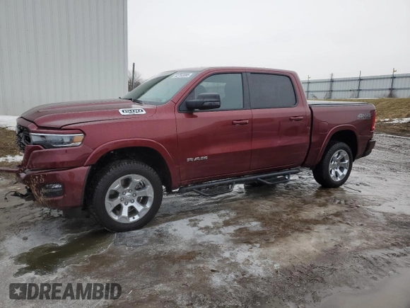 2025 Ram 1500 Big Horn with VIN 1C6SRFFP8SN522135, listed as a Copart auction lot 42783895 with 1,838 mi miles and Salvage Title. Bid and sale history available at carsss.com. Image 1.