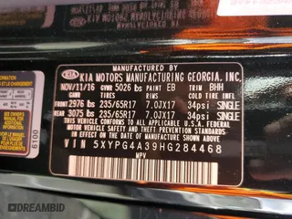 2017 Kia Sorento L with VIN 5XYPG4A39HG284468, listed as a Copart auction lot 47465855 with 102,077 mi miles and Salvage Title. Bid and sale history available at carsss.com. Image 14.