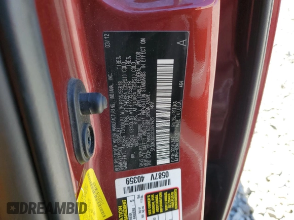 2012 Toyota Sienna XLE with VIN 5TDDK3DC0CS041425, listed as a Copart auction lot 60286305 with 214,634 mi miles and Salvage title. Bid and sale history available at DreamBid. Image 13.