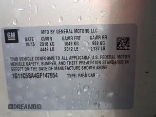 2016 Chevrolet Malibu Limited LT with VIN 1G11C5SA4GF147954, listed as a Copart auction lot 49906325 with 106,964 mi miles and Salvage Title. Bid and sale history available at carsss.com. Image 12.