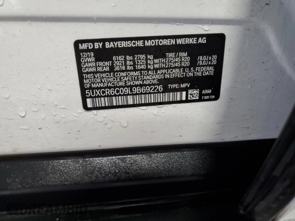 2020 BMW X5 xDrive40i with VIN 5UXCR6C09L9B69226, listed as a Copart auction lot 61435965 with Not provided miles and Salvage title. Bid and sale history available at DreamBid. Image 13.
