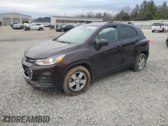 2021 Chevrolet Trax LT with VIN KL7CJLSM1MB370568, listed as a Copart auction lot 44512905 with 59,991 mi miles and Salvage Title. Bid and sale history available at carsss.com. Image 1.