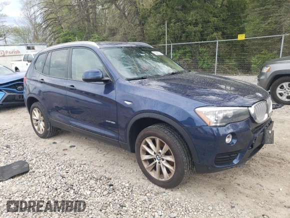 2017 BMW X3 xDrive28i with VIN 5UXWX9C55H0T14187, listed as a Copart auction lot 55049325 with 173,346 mi miles and Salvage Title. Bid and sale history available at DreamBid. Image 4.