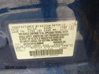 2012 Nissan Versa SL with VIN 3N1CN7AP1CL880042, listed as a IAAI auction lot 41833105 with 82,682 mi miles and . Bid and sale history available at carsss.com. Image 9.