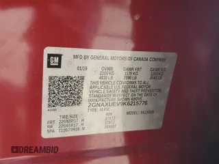 2019 Chevrolet Equinox LT z VIN 2GNAXUEV9K6215776, wystawiony jako Copart lot #57382245 z przebiegiem 78 389 mil mil oraz Szkoda całkowita • Salvage title. Historia ofert i sprzedaży dostępna na DreamBid. Obrazek 13.