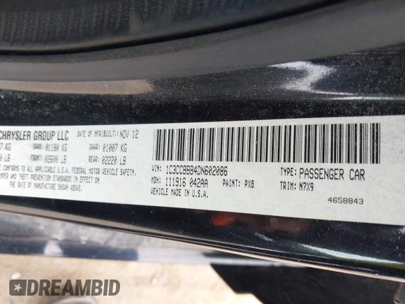 2013 Chrysler 200 Touring with VIN 1C3CCBBB4DN602086, listed as a IAAI auction lot 41932742 with 151,366 mi miles and . Bid and sale history available at carsss.com. Image 9.