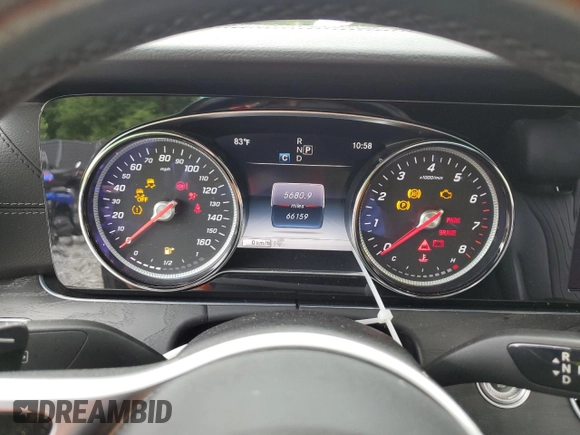 2019 Mercedes-Benz E-Class E 450 with VIN WDD1J6JB7KF102986, listed as a Copart auction lot 57220704 with 66,159 mi miles and Salvage Title. Bid and sale history available at carsss.com. Image 9.