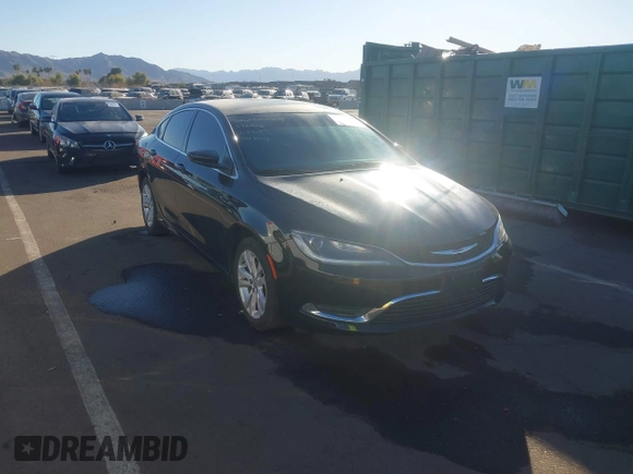 2015 Chrysler 200 Limited with VIN 1C3CCCAB9FN632906, listed as a IAAI auction lot 41418163 with 181,428 mi miles. Bid and sale history available at carsss.com. Image 1.