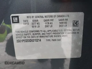 2013 Cadillac XTS Luxury with VIN 2G61P5S33D9215214, listed as a IAAI auction lot 42170402 with 132,045 mi miles and . Bid and sale history available at DreamBid. Image 9.