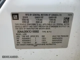 2012 Chevrolet Equinox LT w/1LT with VIN 2GNALDEK7C1180882, listed as a Copart auction lot 51837435 with 175,764 mi miles and Salvage Title. Bid and sale history available at carsss.com. Image 16.
