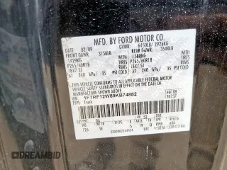 2009 Ford F-150 XL with VIN 1FTRF12W89KB74882, listed as a Copart auction lot 60924495 with 401,265 mi miles and Salvage title. Bid and sale history available at DreamBid. Image 12.