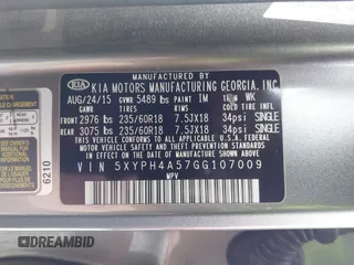 2016 Kia Sorento EX with VIN 5XYPH4A57GG107009, listed as a IAAI auction lot 40882550 with 163,329 mi miles. Bid and sale history available at carsss.com. Image 9.